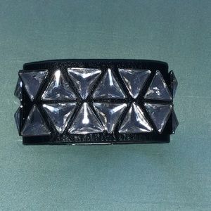 “OH MY JUICY” black leather snap wristlet/bracelet